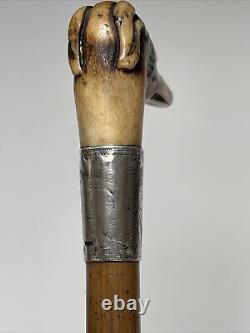 Vintage Carved Greyhound Walking Cane/Stick