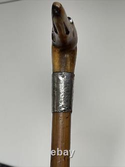 Vintage Carved Greyhound Walking Cane/Stick