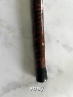 Vintage Carved Walking Stick Fox Handle Floral Motif