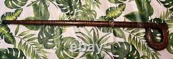 Vintage Carved Walking Stick Fox Handle Floral Motif