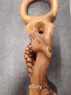 Vintage Carved Walking Stick Stunning Giraffe Beautiful Carving Rare African