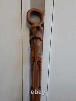 Vintage Carved Walking Stick Stunning Giraffe Beautiful Carving Rare African