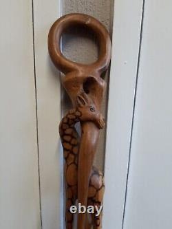 Vintage Carved Walking Stick Stunning Giraffe Beautiful Carving Rare African