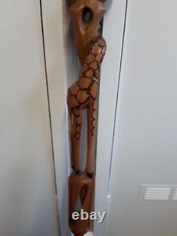 Vintage Carved Walking Stick Stunning Giraffe Beautiful Carving Rare African