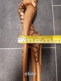 Vintage Carved Walking Stick Stunning Giraffe Beautiful Carving Rare African