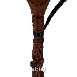 Vintage Carved Wooden Walking Stick Antelope Head Design 75cm Collectible