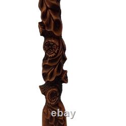 Vintage Carved Wooden Walking Stick Antelope Head Design 75cm Collectible