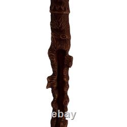 Vintage Carved Wooden Walking Stick Antelope Head Design 75cm Collectible