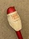 Vintage Christmas Walking Stick / Cane Hand-Carved & Painted Santa Claus Top