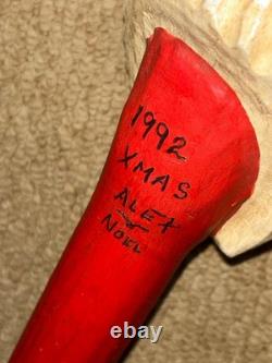 Vintage Christmas Walking Stick / Cane Hand-Carved & Painted Santa Claus Top