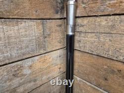 Vintage Cobra Head Walking Stick Black Shaft Silver Coloured Metal Cobra