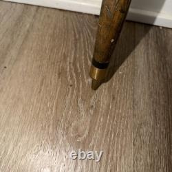 Vintage Dragon Carved Cane Walking Stick with Hidden Pool Cue Brass Fittings