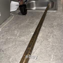 Vintage Dragon Carved Cane Walking Stick with Hidden Pool Cue Brass Fittings