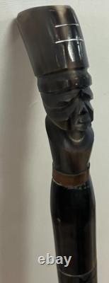 Vintage Egyptian Pharaoh Head Hand Carved Walking Stick
