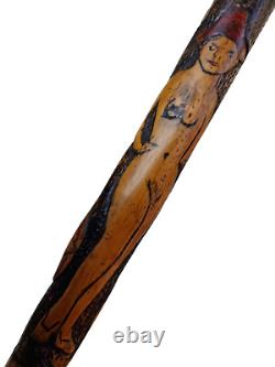 Vintage Folk Art Prisoner Of War Carved Walking cane