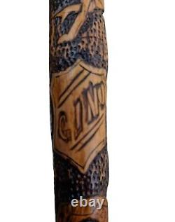 Vintage Folk Art Prisoner Of War Carved Walking cane