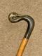 Vintage Fruitwood Walking Stick / Cane Hand-Carved Bovine Horn Swan Handle