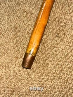 Vintage Fruitwood Walking Stick / Cane Hand-Carved Bovine Horn Swan Handle