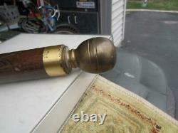 Vintage Gadget Carved Wood Pool Cue Walking Stick Cane Brass Ends 33 Long Cl