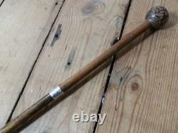 Vintage Hallmarked Silver London 1936 Hand Carved Shaft Top T. D Walking Stick