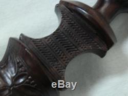 Vintage Hand-Carved African Head Sword Lookalike Ebony Wood Walking Stick/Cane