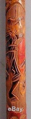 Vintage Hand Carved Cane Matador Bull Walking Stick