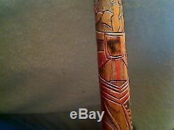 Vintage Hand Carved Cane Matador Bull Walking Stick-35 inches long