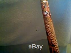 Vintage Hand Carved Cane Matador Bull Walking Stick-35 inches long