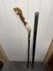 Vintage Hand Carved Cobra Walking Stick Horn Handle Snake Folk Art Cane