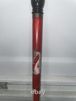 Vintage Hand Carved Dragon Convertible Walking Stick-Cane withConcealed Pool Cue
