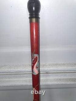 Vintage Hand Carved Dragon Convertible Walking Stick-Cane withConcealed Pool Cue