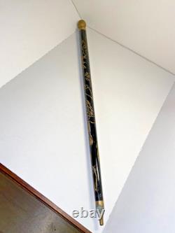 Vintage Hand Carved Dragon Dark Wood Walking Stick WithHidden Pool Cue
