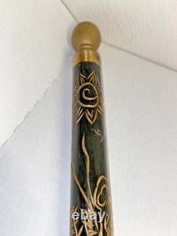 Vintage Hand Carved Dragon Dark Wood Walking Stick WithHidden Pool Cue