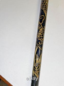 Vintage Hand Carved Dragon Dark Wood Walking Stick WithHidden Pool Cue