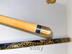 Vintage Hand Carved Dragon Dark Wood Walking Stick WithHidden Pool Cue