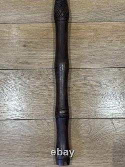 Vintage Hand Carved Hardwood Folk Art Walking Stick Figural Portrait Cane