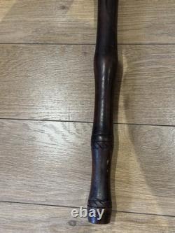Vintage Hand Carved Hardwood Folk Art Walking Stick Figural Portrait Cane