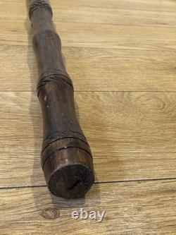 Vintage Hand Carved Hardwood Folk Art Walking Stick Figural Portrait Cane
