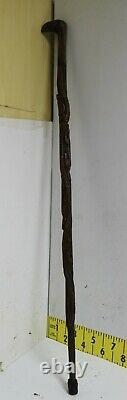 Vintage Hand Carved Reptile Alligators Totem Walking Stick Cane 32