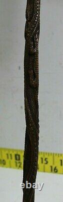 Vintage Hand Carved Reptile Alligators Totem Walking Stick Cane 32