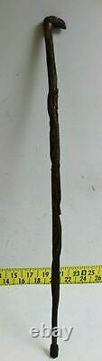 Vintage Hand Carved Reptile Alligators Totem Walking Stick Cane 32 (sc)