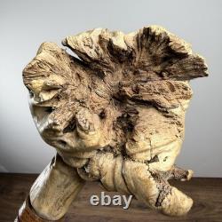 Vintage Hand Carved Root Wood Walking Staff Stick Folk Art Face 137cm