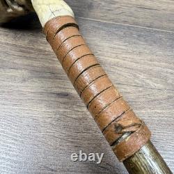 Vintage Hand Carved Root Wood Walking Staff Stick Folk Art Face 137cm