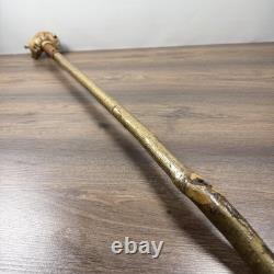 Vintage Hand Carved Root Wood Walking Staff Stick Folk Art Face 137cm
