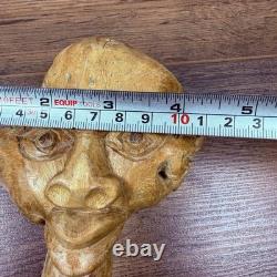 Vintage Hand Carved Root Wood Walking Staff Stick Folk Art Face 137cm