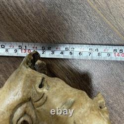 Vintage Hand Carved Root Wood Walking Staff Stick Folk Art Face 137cm