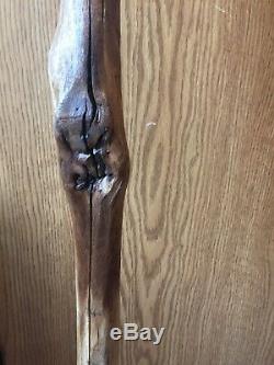 Vintage Hand Carved Single Piece Wood Walking Stick Cane Custom Bearded Head