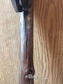 Vintage Hand Carved Single Piece Wood Walking Stick Cane Custom Bearded Head