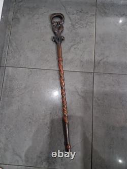 Vintage Hand Carved Solid Wooden African Tribal Walking Stick
