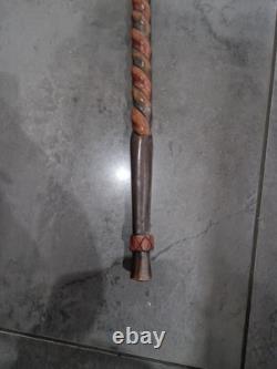 Vintage Hand Carved Solid Wooden African Tribal Walking Stick
